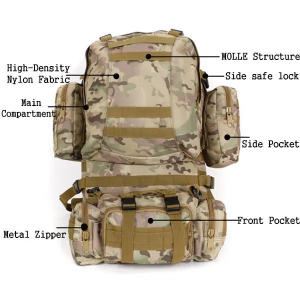 YOUGLE 50L портативный тактический военный рюкзак, рюкзак для кемпинга, походная сумка