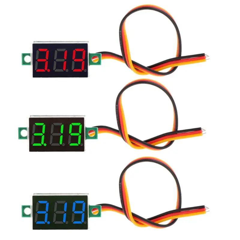 

Mini 0.36inch DC 0-100V 3 bits Digital Red Green Blue LED Display Panel Voltage Meter Voltmeter Tester