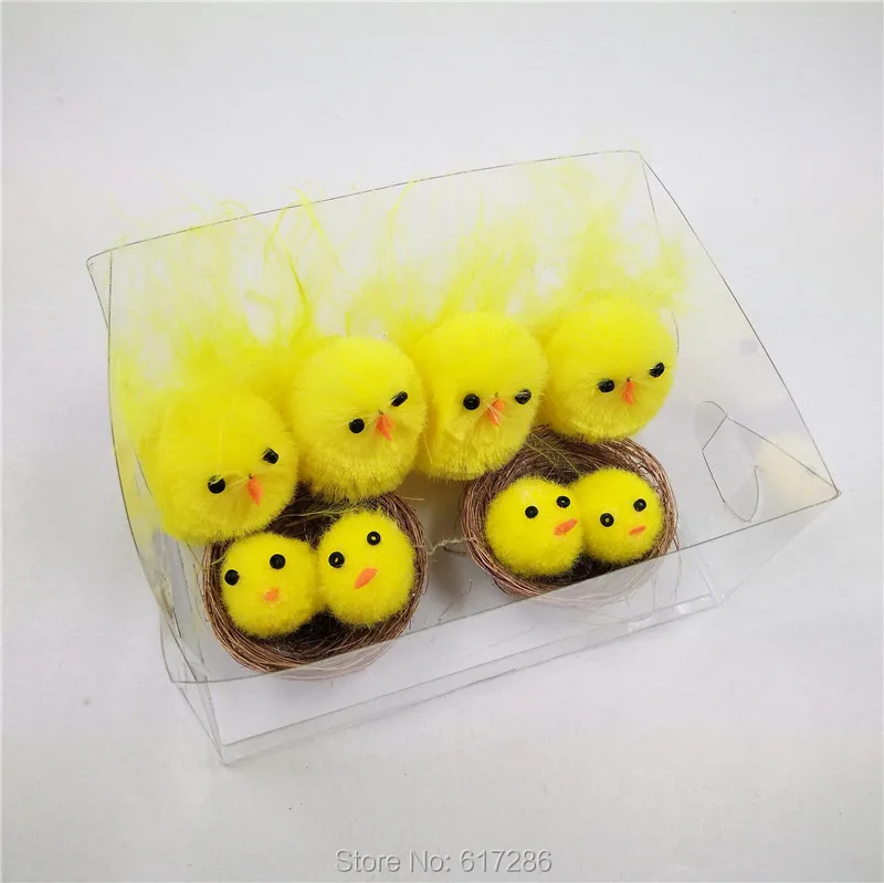 Пасхальная курица цыпленка упаковка из 4 стеблей желтые синельные Цыплята с