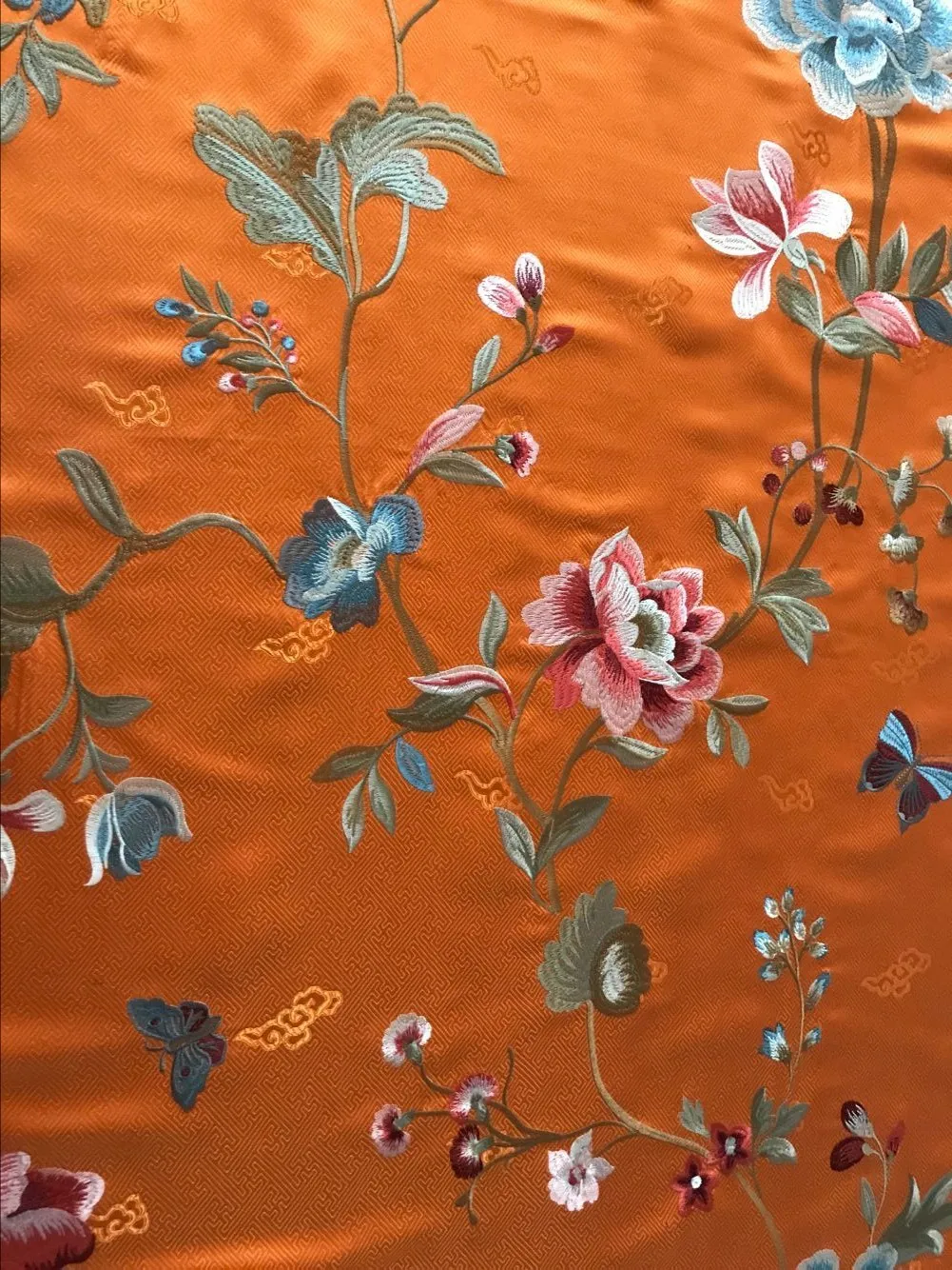 Парча с шелковой вышивкой Вышивка Шелковые цветы богатый Китай kazahana cheongsam одежда ткань ширина 75