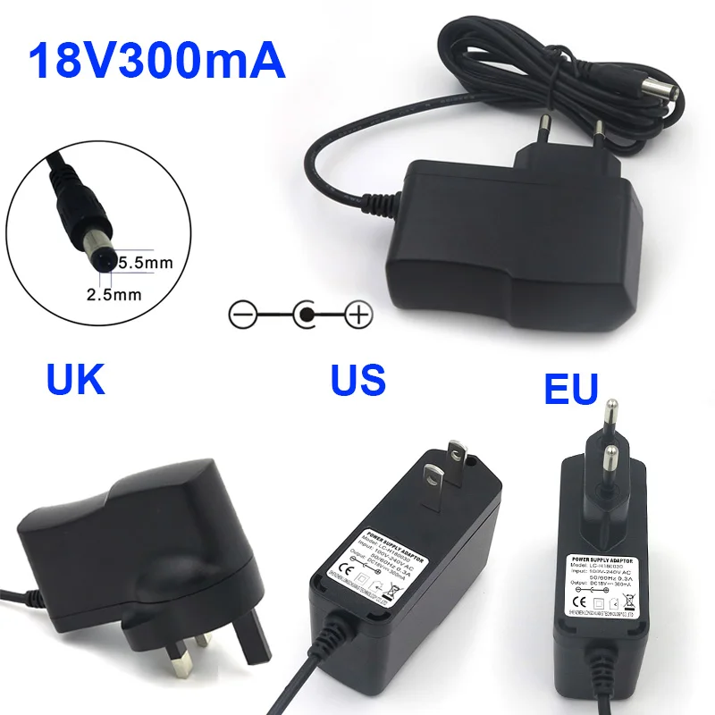 VORED 1 шт. AC 100 240 В к DC 18 в 5 мА Переключатель питания адаптер США/ЕС/Великобритания