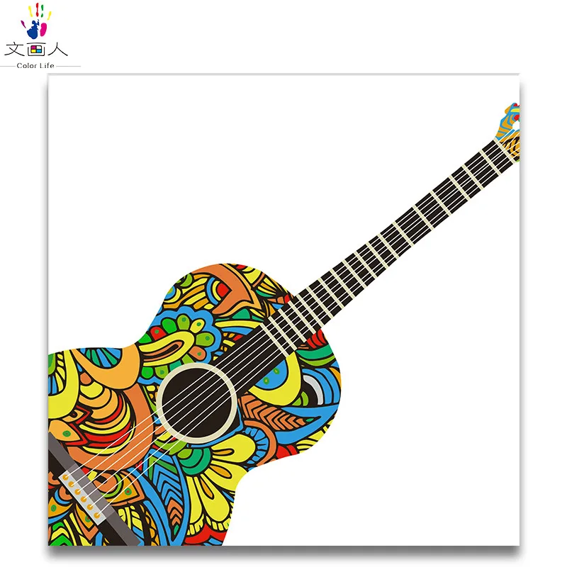 Цветная картина маслом на гитаре цветная Раскраска по номерам цветные блоки
