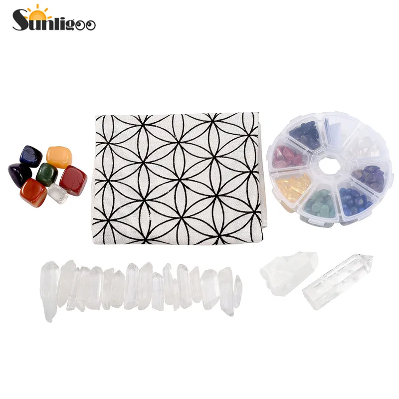 Sunligoo кристалл для исцеления чакр Kit/лот из 7 разные кристаллы камни прозрачные