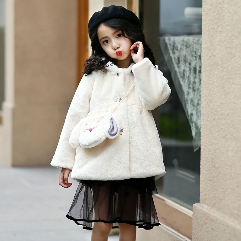 Комплект из 2 предметов розовая куртка с капюшоном милым кроликом для девочек