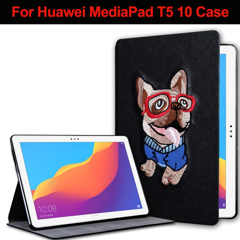 Модный чехол с вышивкой для Huawei MediaPad T5 10 флип из искусственной кожи планшета