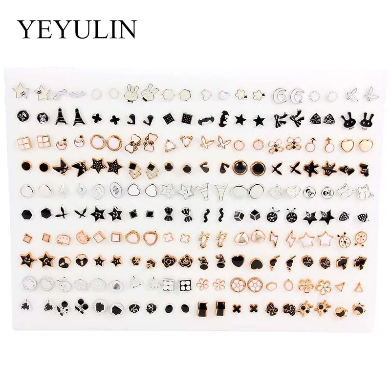 Style 4 100 пара/лот, разноцветный фруктовый цветок, геометрический кристалл, Комплект сережек для женщин и девочек, пластиковые серьги, ювелирные изделия, подарки - Окраска металла: Style 4