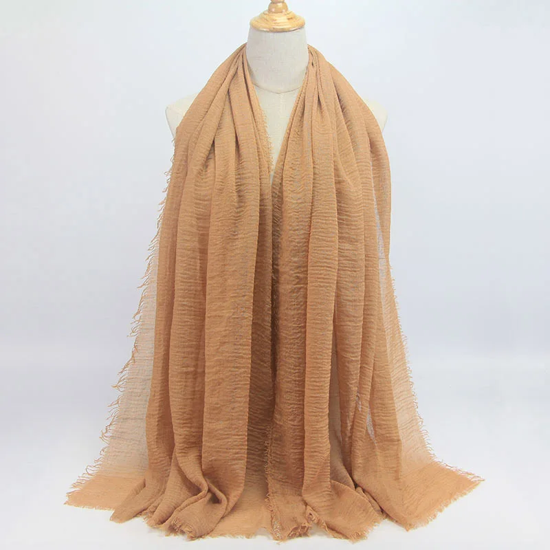 41 NEW women bubble cotton solid color muslim head scarf shawls and wraps pashmina bandana female foulard crinkle hijab stores - Цвет: 41