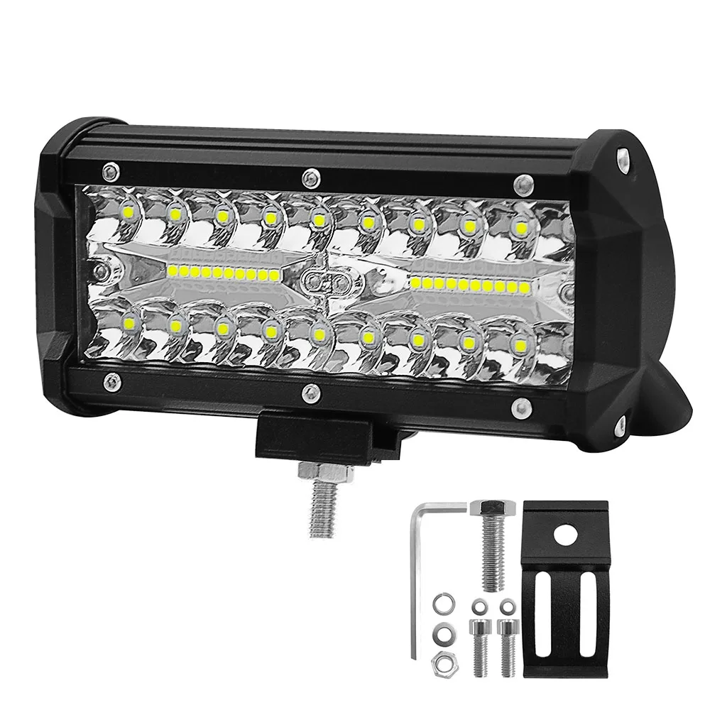 2pcs 7inch 120W LED Light Bar Spot Flood Combo Beam Work Driving Fog Lamp Road Lighting for Car Jeep Truck SUV ATV Boat | Автомобили и