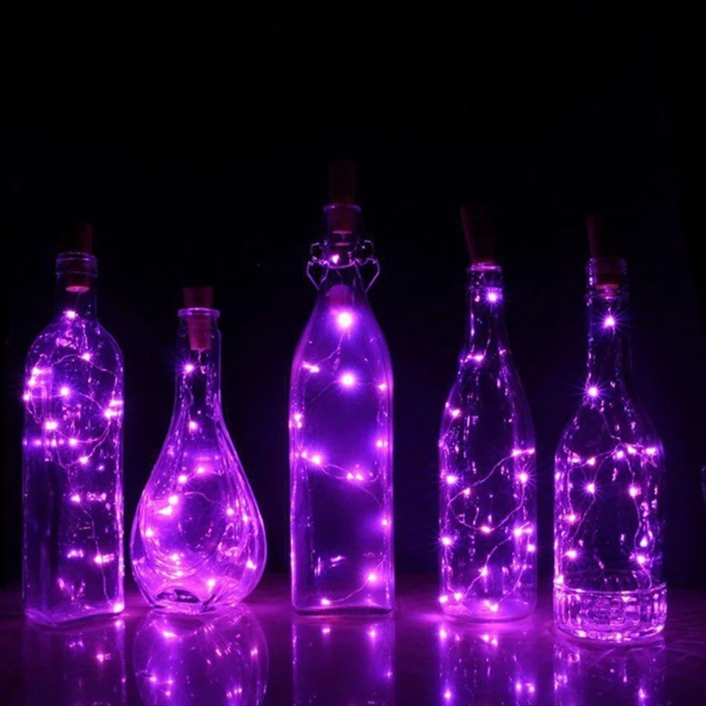 Purple 1 м светодиодный медный провод, гирлянда, пробка для стеклянной бутылки, светящиеся гирлянды на солнечной энергии, медная проволочная лампа, украшение - Цвет: Purple