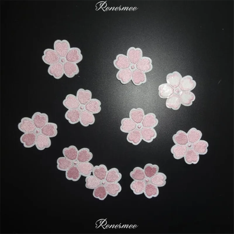 10 шт. милая розовая вышитая нашивка с цветочной аппликацией для одежды утюжок на