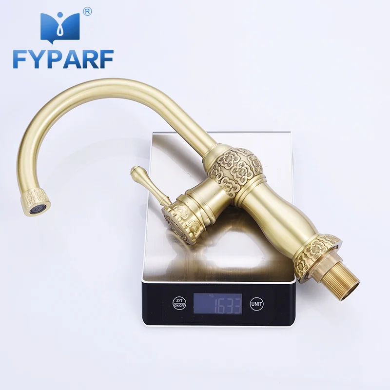 

FYPARF Gold Basin Faucets Single Handle Vintage Bathroom Tap hot/cold Mixer Water Taps for Bathroom Sink Bathroom Vanities China