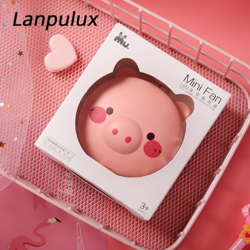 Lanpulux портативный вентилятор многофункциональное зеркало ночник свинья медведь
