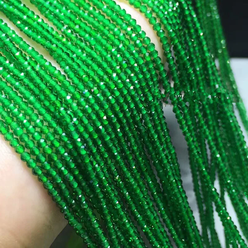 

emerald quartz green round 2/3mm faceted 15" for DIY jewelry making loose beadsFPPJ wholesale nature gemstone