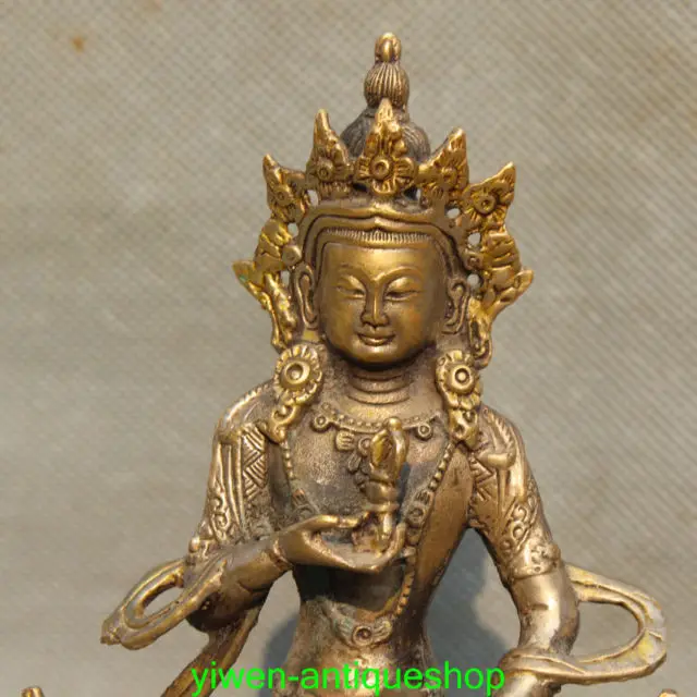 6' тибетский Буддизм Латунь Серебряный Сиденья Ваджрадхара Ваджрабхайравы