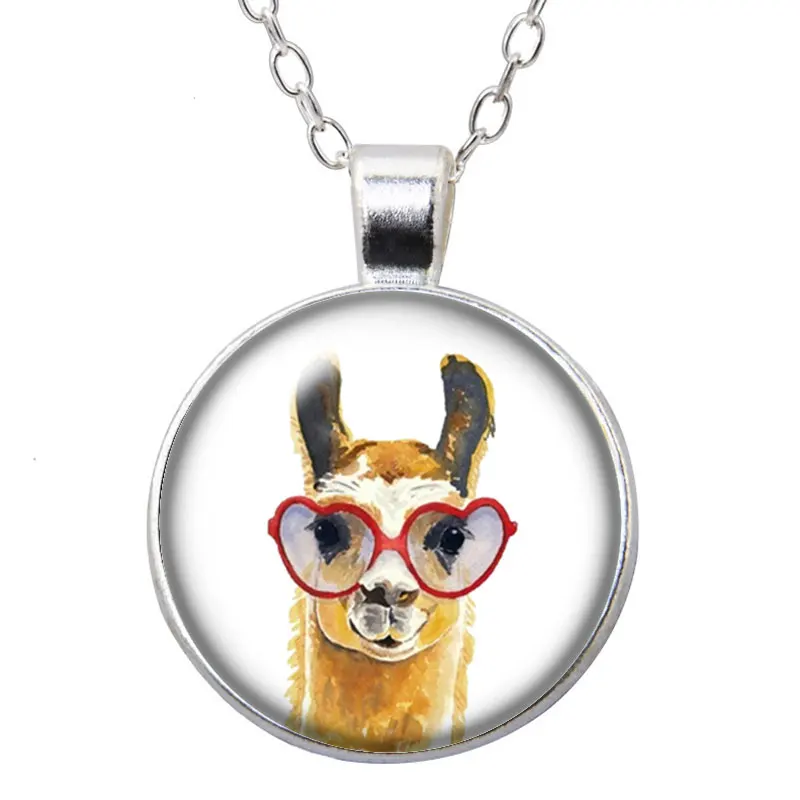 Beauty no prob llama Альпака серебро/бронза кулон ожерелье 25 мм стеклянный кабошон для женщин девочек ювелирные изделия подарок на день рождения 50 см