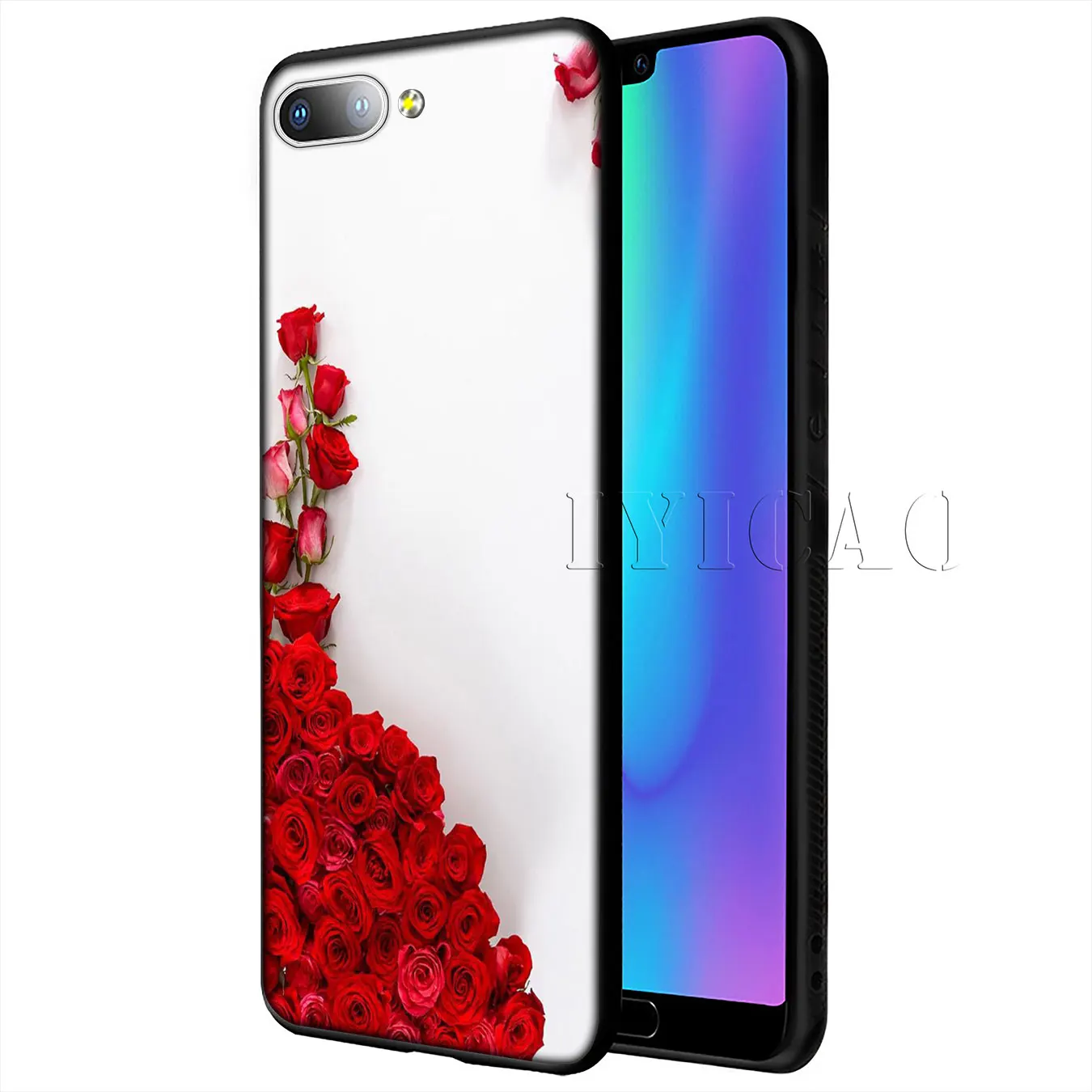 Мягкий силиконовый чехол IYICAO Red Rose Power Girl Marble для Huawei Y9 Y7 Y6 Prime 2019 Honor 20 8C 8X 8 9 9X 10 Lite 7C