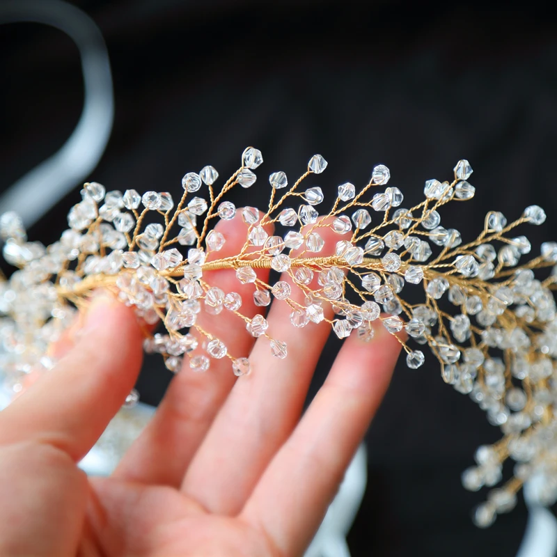 Тиара с жемчугом ручной работы гребень для волос кристаллами свадебные