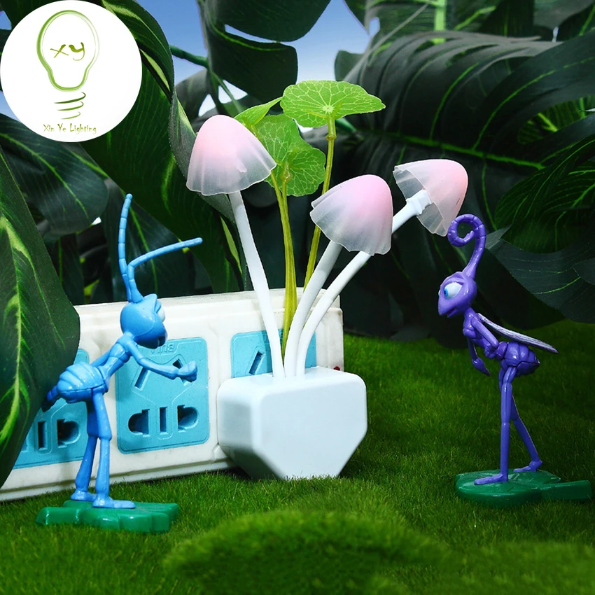 Novelty us &amp ес plug night light мечта гриб светодиодная лампа 3 светодиодов лампы привело