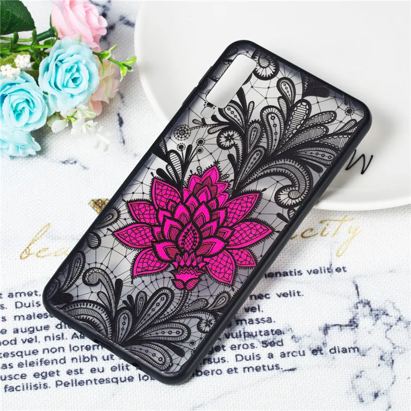 For Cover Xiaomi Mi 9 Case Embossed Lace Rose Soft TPU + PC Phone Bumper Coque 6.39&quot |
