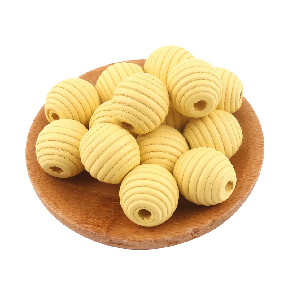 Yellow Wood Beads 18 мм 20 шт натуральная древесина клена улья бусины Оригинальные необработанные растения держатель Декор Игрушки изготовление твердой древесины круглые шарики DIY ремесла бусины - Цвет: Yellow Wood Beads