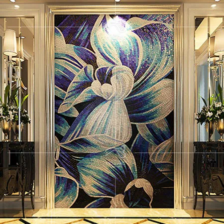 

Custom Hand craft flower art glass mosaic murals D2007