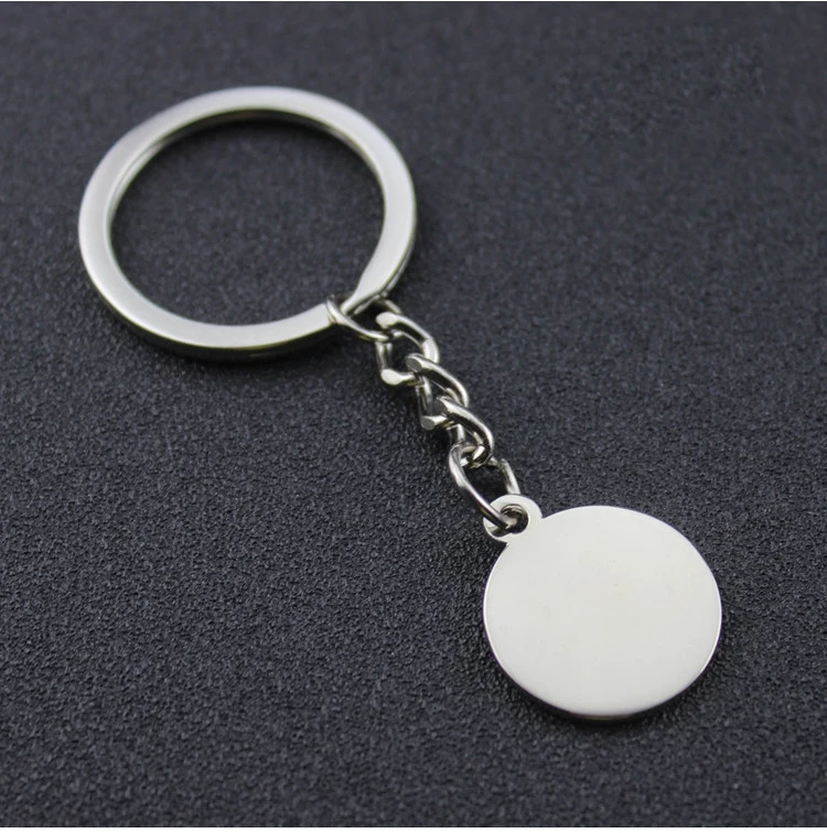 100 шт./лот бесплатная доставка круглый брелок из цинкового сплава с лазерным