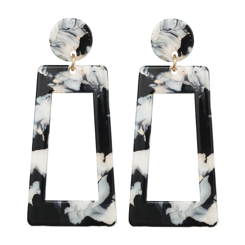ez253e Women's Earrings Fashion Korea Acrylic Leopard Pattern Bohemian Charm Geometric Drop Earrings for Girls Jewelry Gifts New - Окраска металла: ez253e