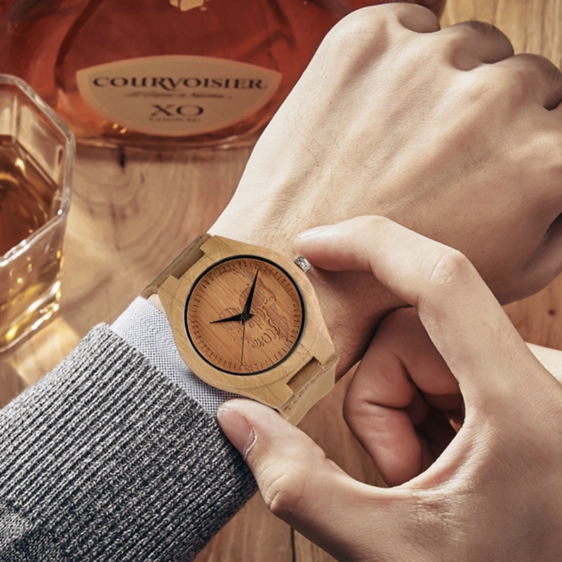 Готический Череп деревянные часы 100% оригинал бамбук кварцевые наручные