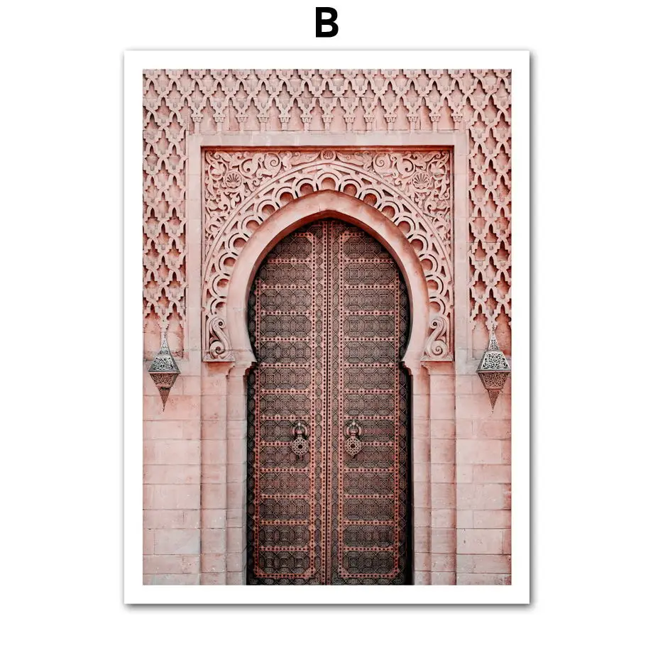 B Цветочный завод, Колесо обозрения, Morocco дверь, абстрактная девушка, винтажная настенная живопись, холст, плакаты на скандинавскую тему и принты, настенные картины для гостиной картина на стену - Цвет: B