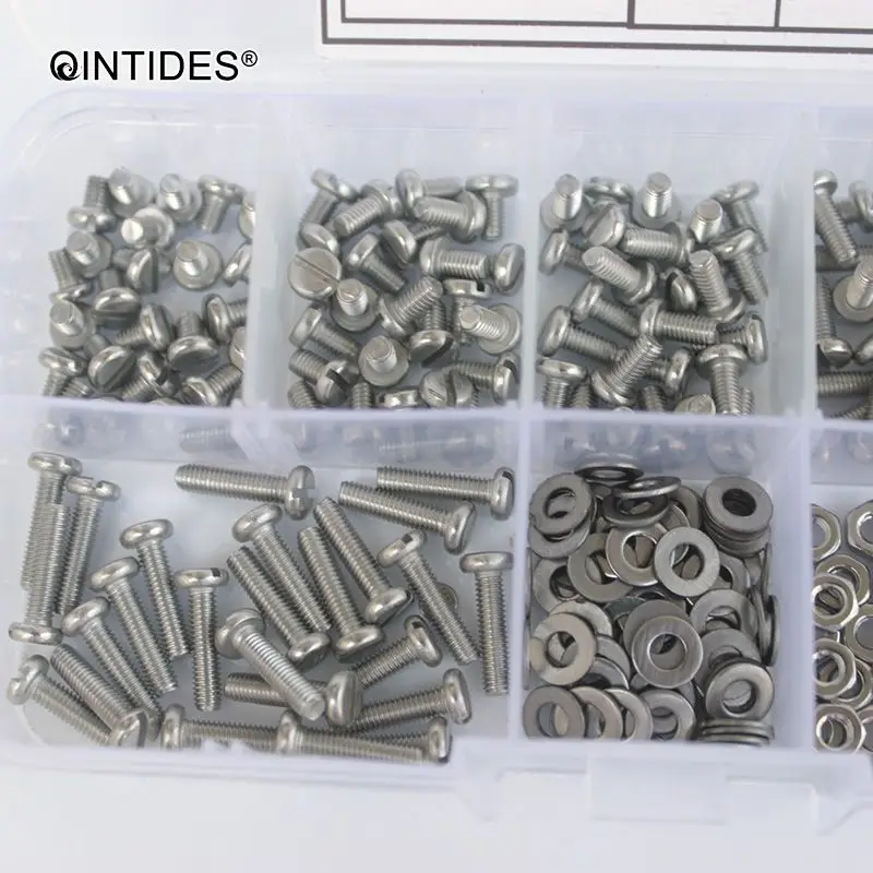 Qinstindes M1.6 M2 M2.5 M3 300 штук смешанные шурупы с цилиндрической головкой Ассорти набор шурупов из нержавеющей стали