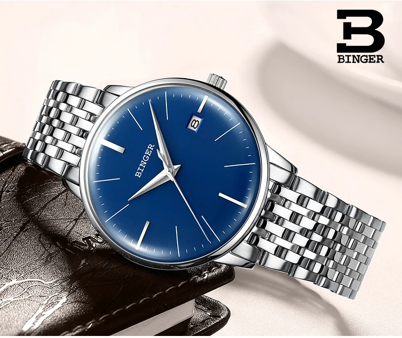 Seiko мужские механические часы с автоматическим перемещением, t BINGER, Топ бренд, роскошные мужские механические часы, relogio masculino, ремешок из нержавеющей стали с серым зеркалом