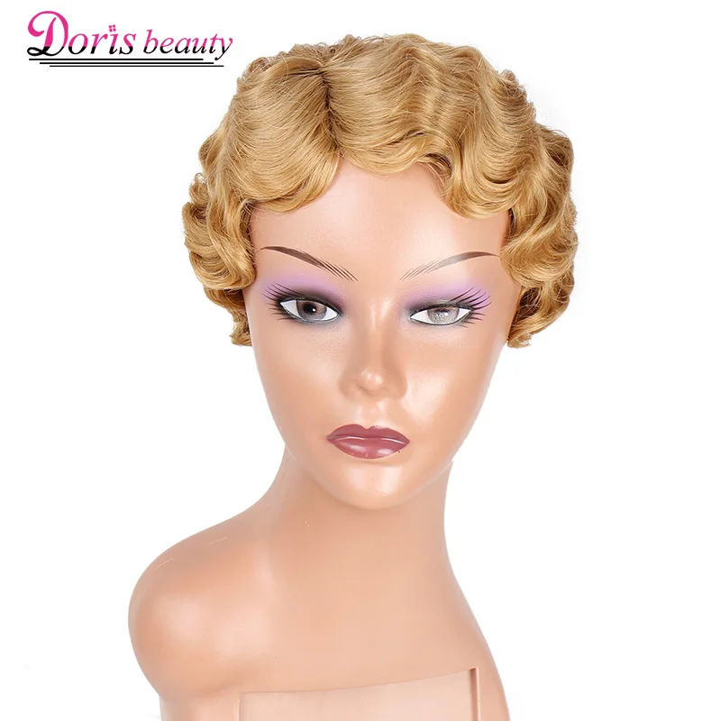 Doris beauty коричневые короткие вьющиеся черные милые парики для женщин Омбре африканские афро волосы Синтетические Черные Красные