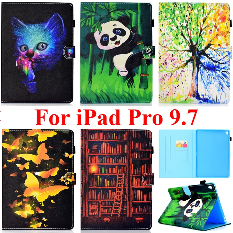 Чехол подставка для iPad 10 5 с отделением карт золотой бабочкой кошкой цветным