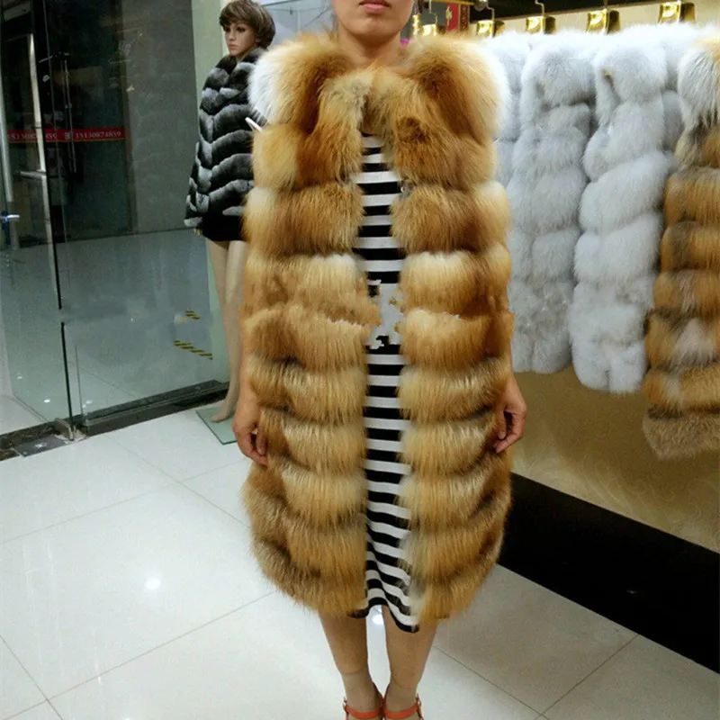 Роскошный жилет из натурального Лисьего меха осенне зимний для женщин верхняя