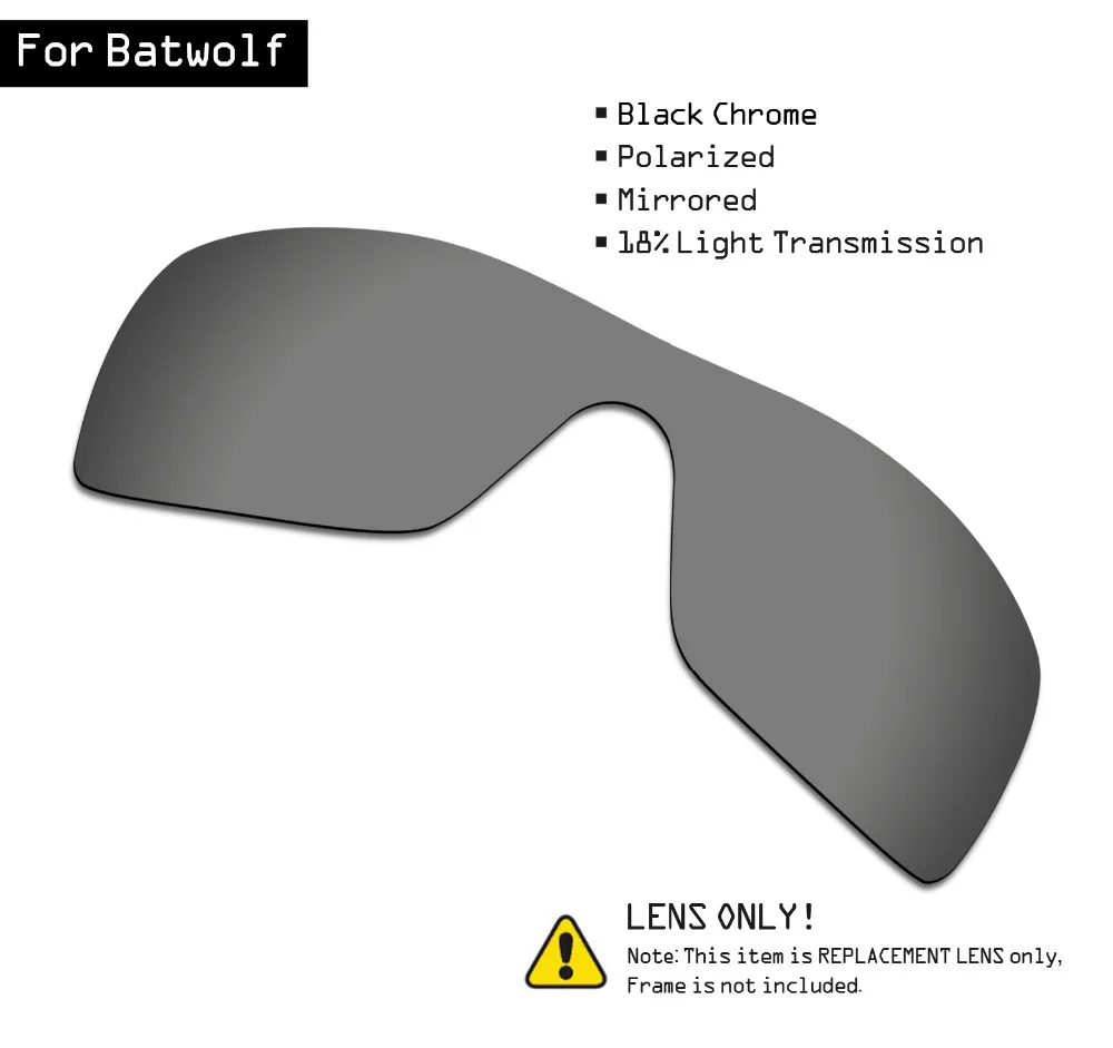 SmartVLT Polarized Sunglasses Replacement Lenses for Oakley Batwolf - Black Chrome