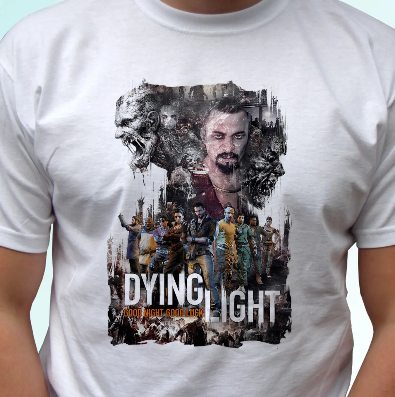 Белая футболка с принтом Dying Light Мужская из 100% хлопка уличная надписью pride