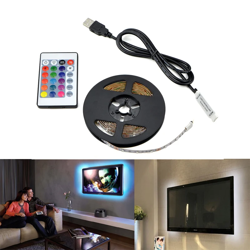 USB Светодиодная лента лампа 2835SMD DC5V гибкая светодиодная 1 м 2 3 4 5 HDTV TV Настольный