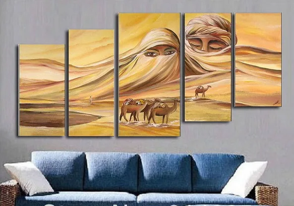 5 панелей в рамке огромное настенное искусство Художественная масляная живопись