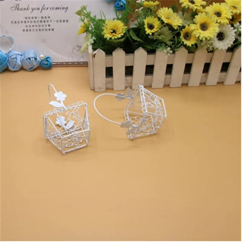 Белая кованая железная ручная Цветочная корзина сахарная коробка небольшая для