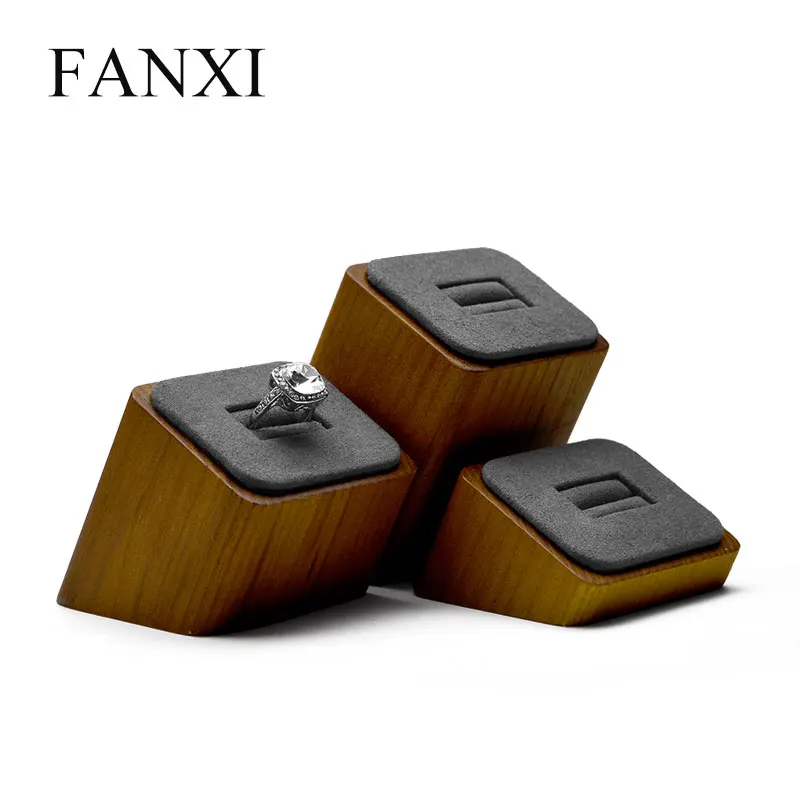 FANXI 3 шт./лот деревянная подставка для ювелирных изделий дисплей колец с губчатым