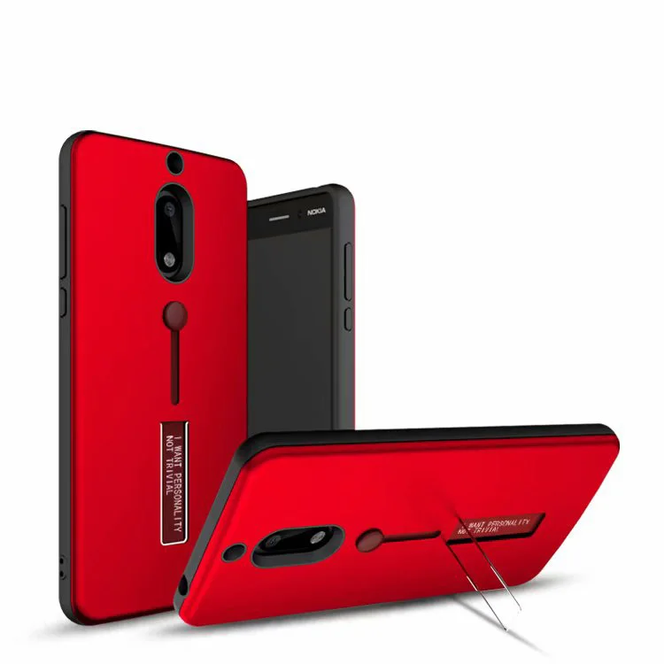 Для Nokia 6 Чехол Автомобильный держатель Подставка гибридный прочный ТПУ + PC Броня