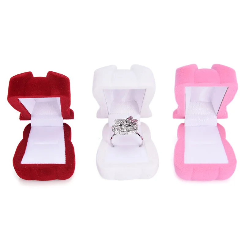 Новинка 1 шт. креативный бархатный чехол с бантом медведем кольцом сережками и