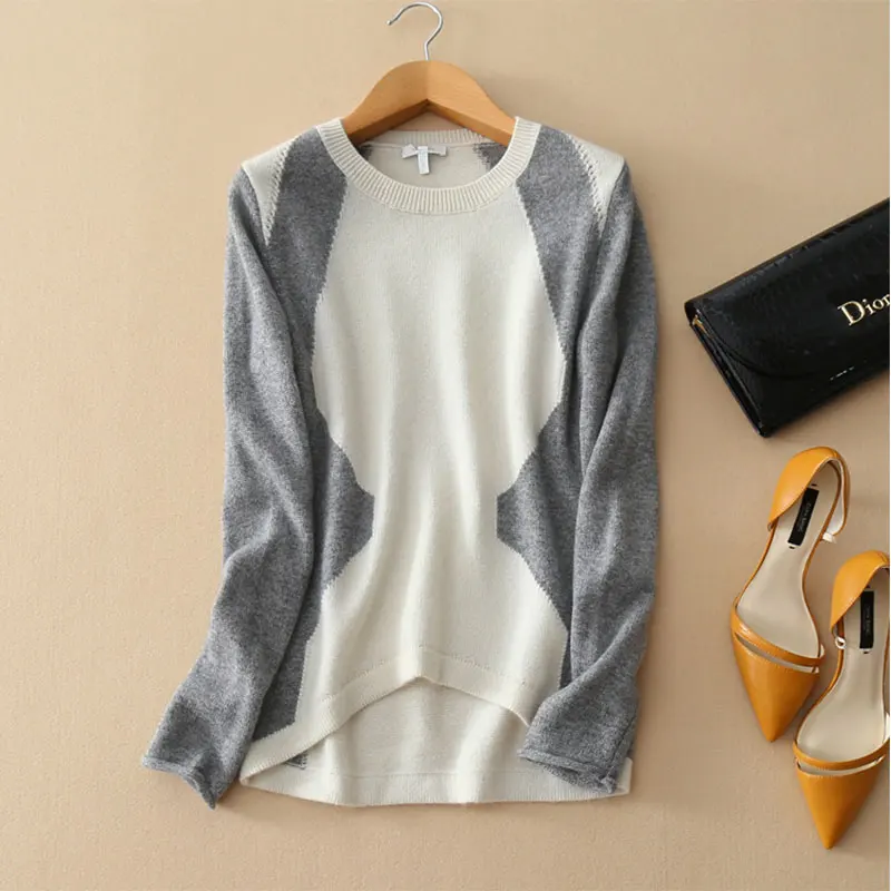 Весенне-осенний трикотажный кашемировый свитер из 100% чистого кашемира в стиле