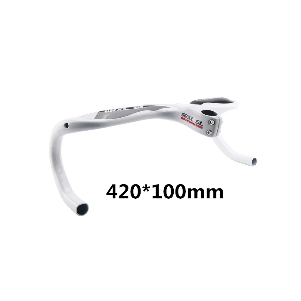 White 420x100 RXL SL углеродный материал руль черный 3 K матовый/глянцевый руль для шоссейного велосипеда Itegrated и Stem ультра-легкий углеродный велосипедный руль - Цвет: White 420x100
