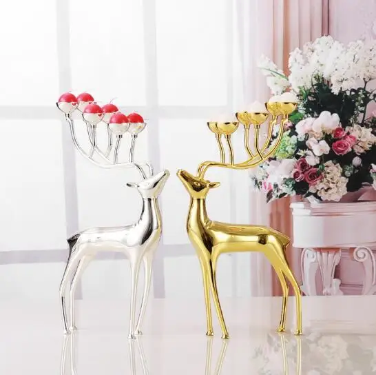 

Luxurious Spotted Deer Candle Holders Stainless Steel Candlestick Wedding Candelabra Decoration for home decor ZT111