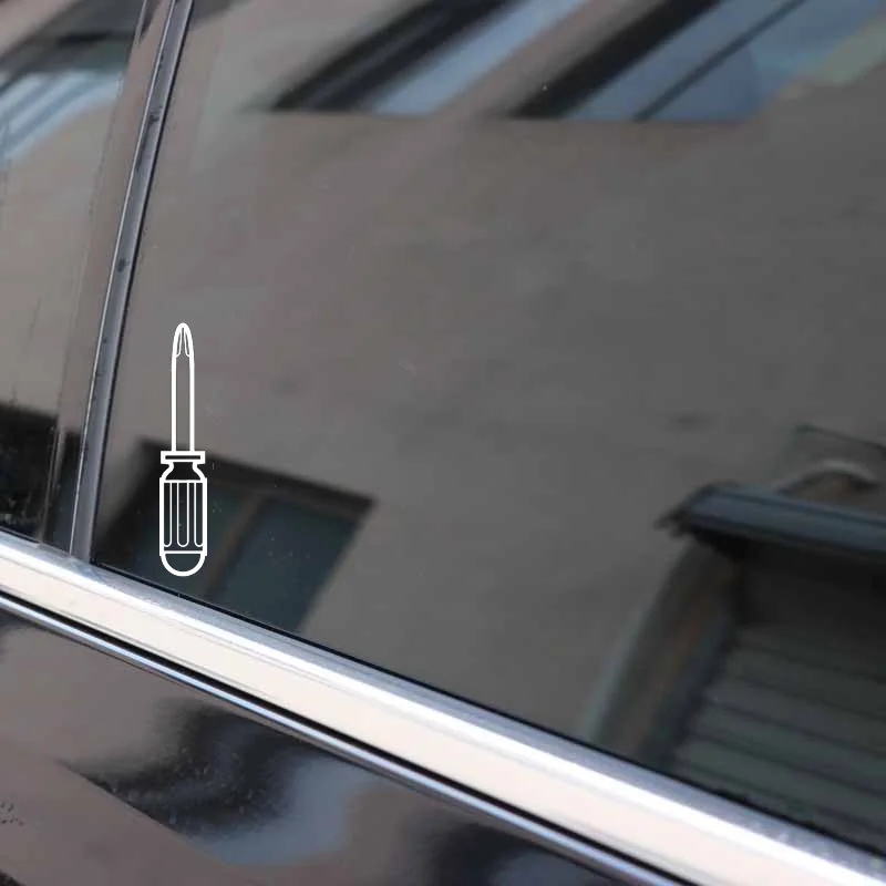 YJZT 3CM*15.5CM Hand-painted Phillips Screwdriver Vinly High Quality Black/Silver Car Sticker C22-0551 | Автомобили и мотоциклы