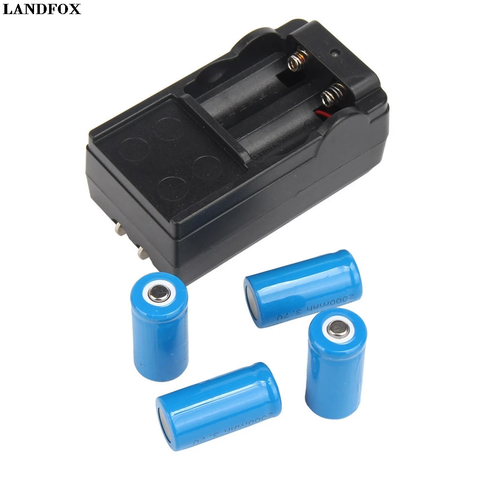 LANDFOX 4x2000 mAh 16340 литий ионная аккумуляторная батарея для светодиодный фонарик +