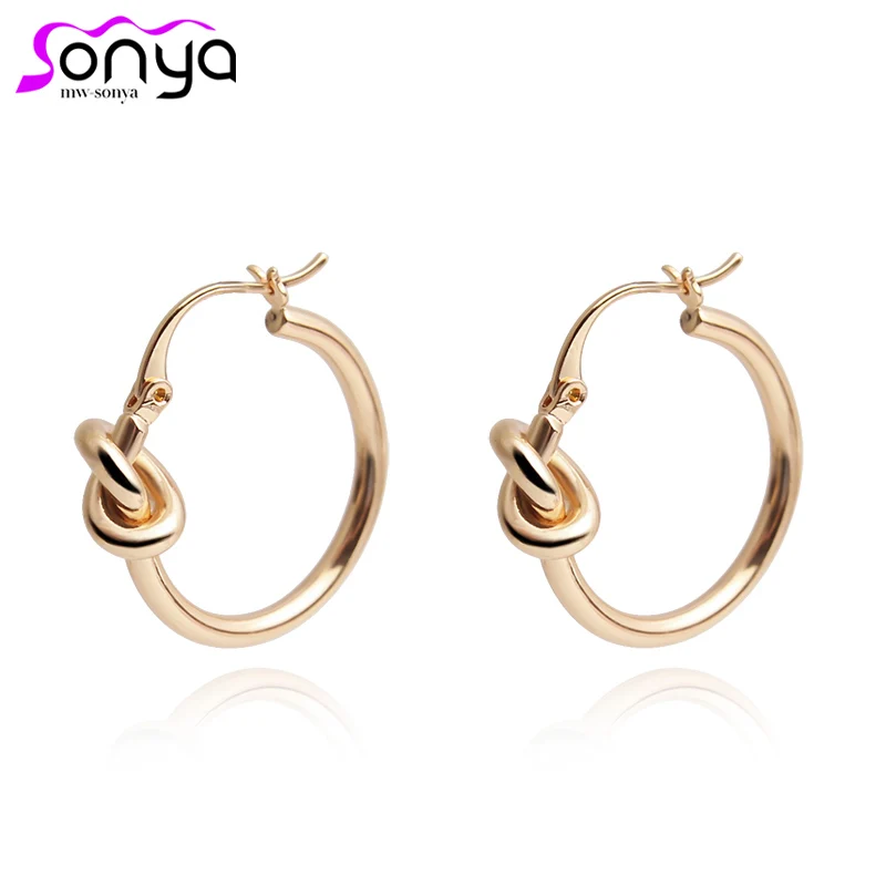 Серьги гвоздики из сплава для женщин круглые серьги с узелком украшения в стиле