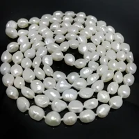 46 inches 10 11mm white baroque pearl knotted women long chain necklace