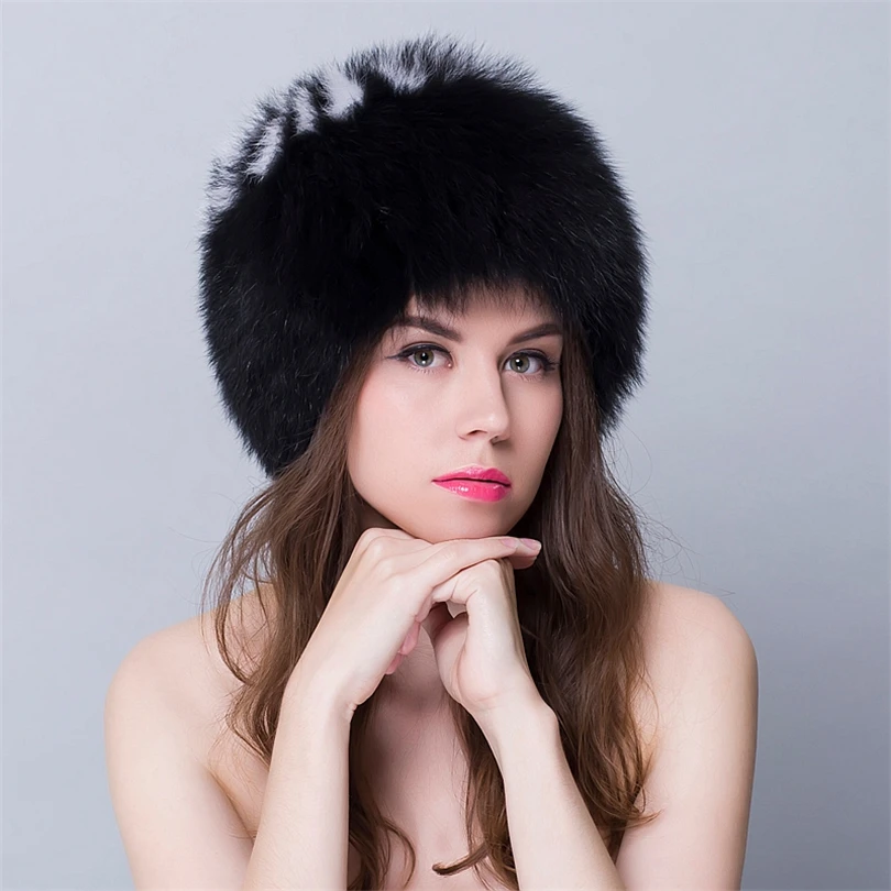 Real  Fur Hats For Women Winter Womens Fur Russian Hat And Caps Round Tops Fur For Girls Natural New Bombers Russia Hats